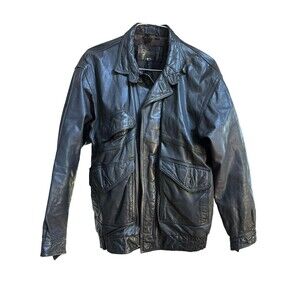Vintage Leather Jacket Mens Black Deerskin Trading Post Coat Torn Lining Size 40